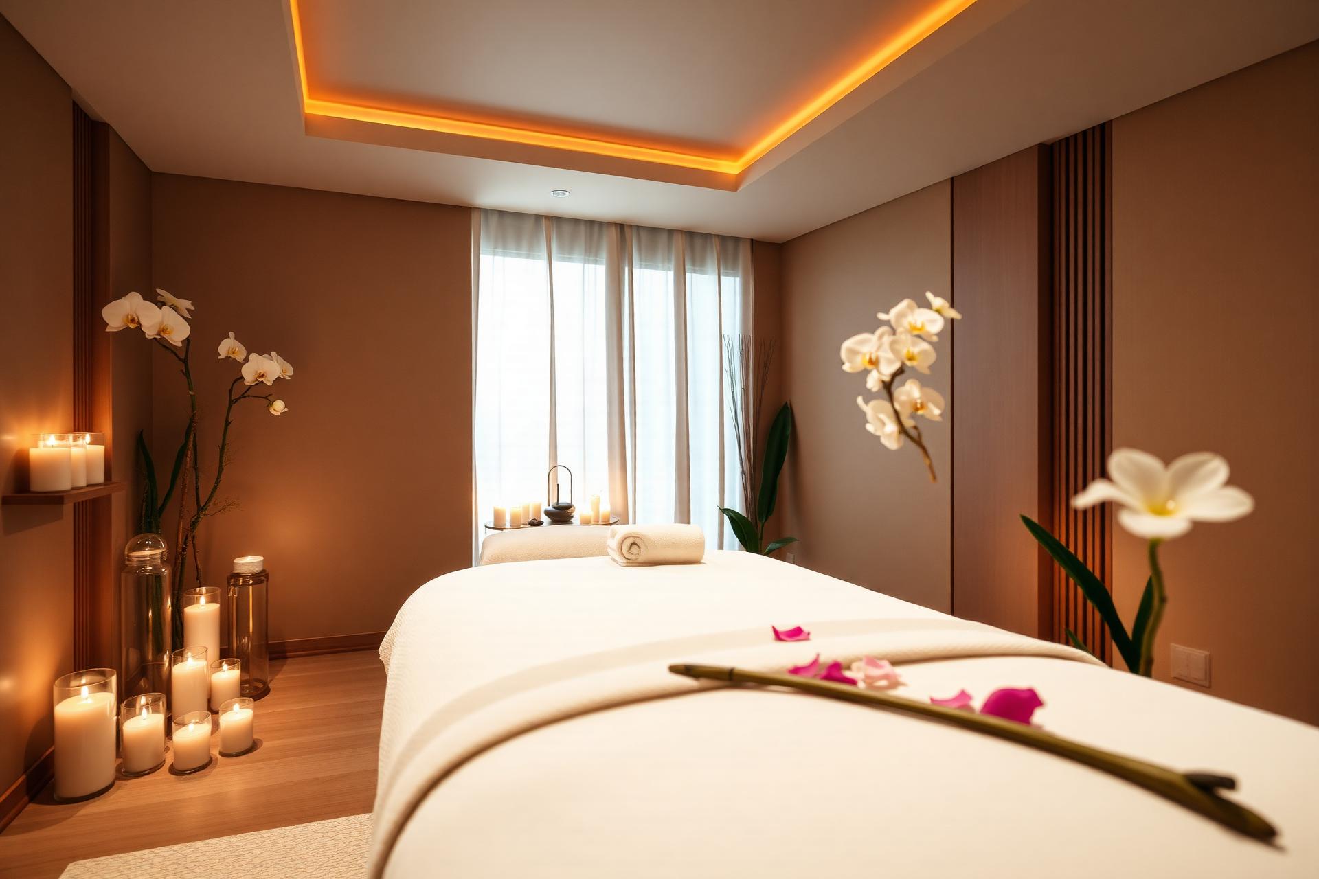 Tranquil massage room at YueYue Spa